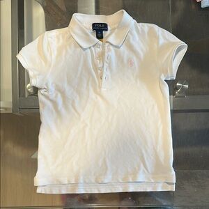 Kidd- Polo by Ralph Lauren White Classic Polo Shirt with Pink horse - size 6X